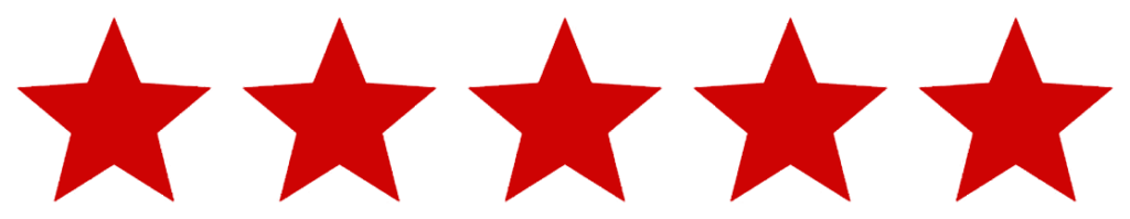 Five red stars on white background.